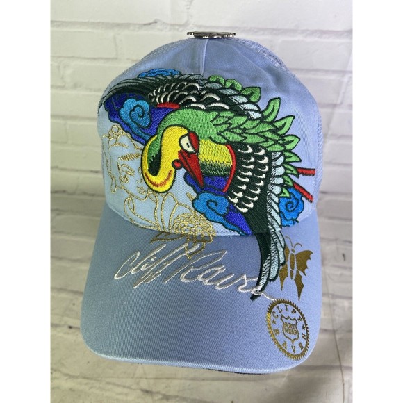 Cliff Raven Artwear Peacock Hardy Tattoo Embroidered Mesh Back Snapback Hat Cap - Picture 2 of 9